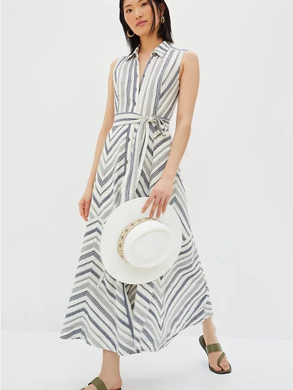 Maeve by Anthropologie Coastal stripe maxi linen dress small